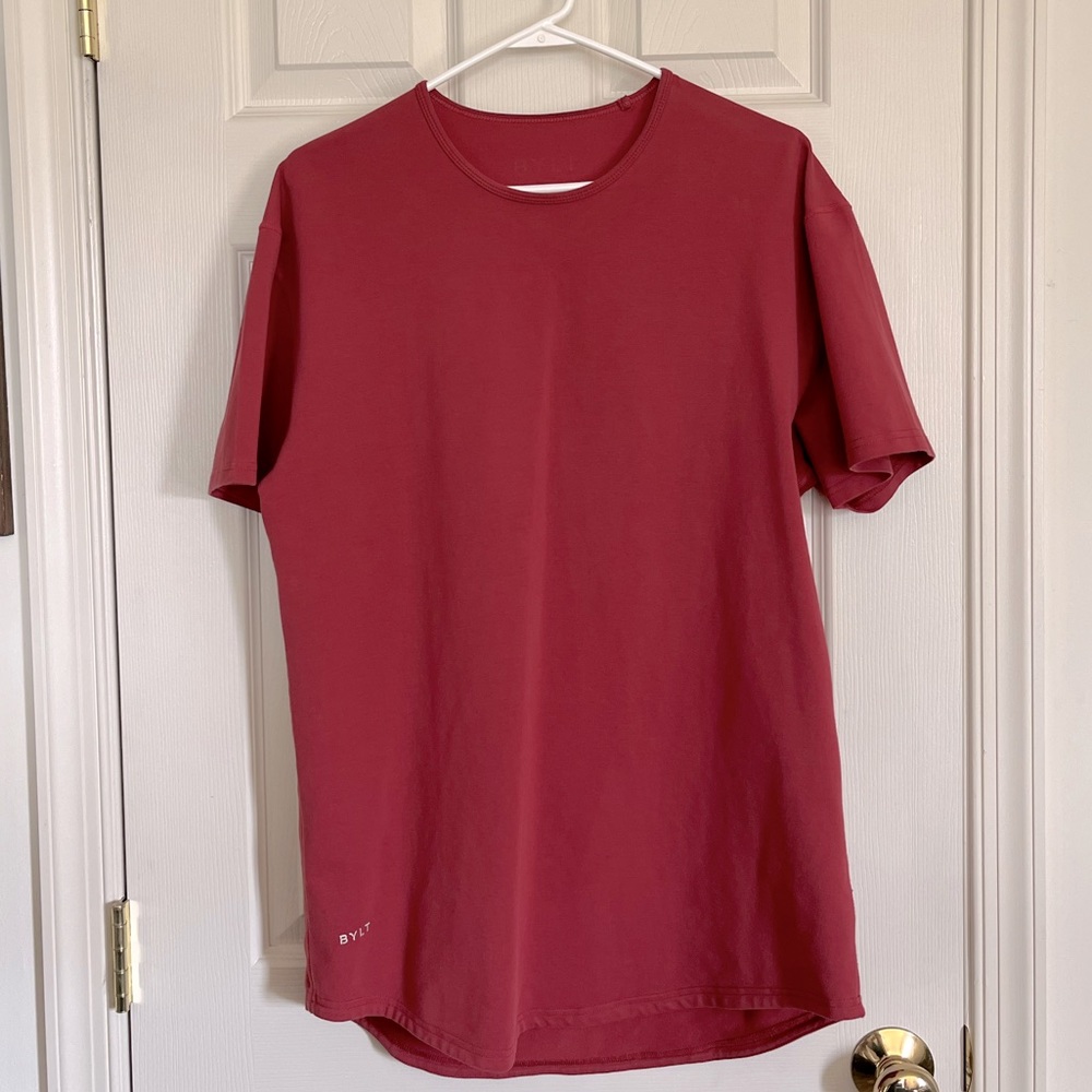 BYLT Basics Lux Blend Drop Cut Red Tee Size Large